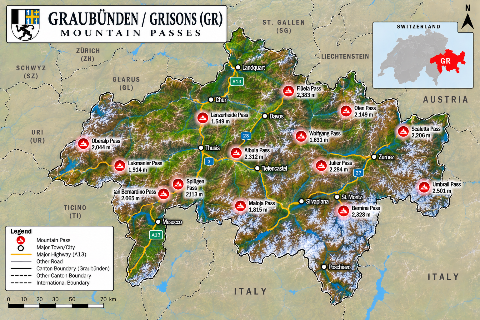 Graubünden / Grisons Map